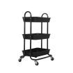 Levede 3 Tiers Kitchen Storage Trolley Cart Steel Rack Shelf Organiser Black