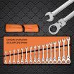 Traderight 16 PCS NDI Flexi Head Ratchet Spanner Set Metric 6mm-24mm Carry Pouch