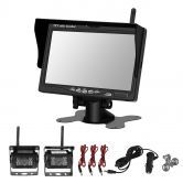 7 inches Car Wireless Rear View Monitor +2 Reverse Camera Caravan Bus Truck 12 24V