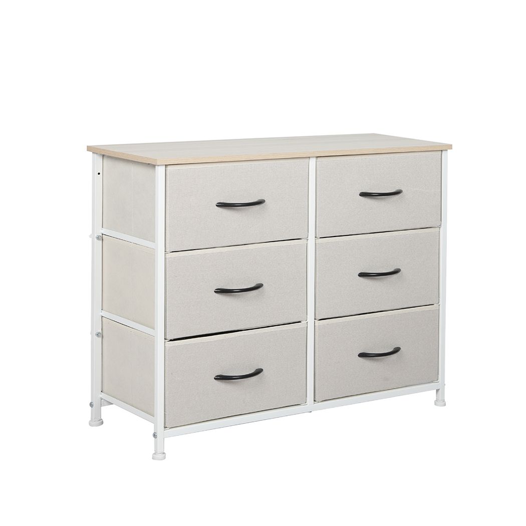 Levede Storage Cabinet Tower Chest of Drawers Dresser Tallboy 5 Drawer Beige