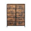 Levede Storage Cabinet Tower Chest of Drawers Dresser Tallboy Drawer Retro Brown