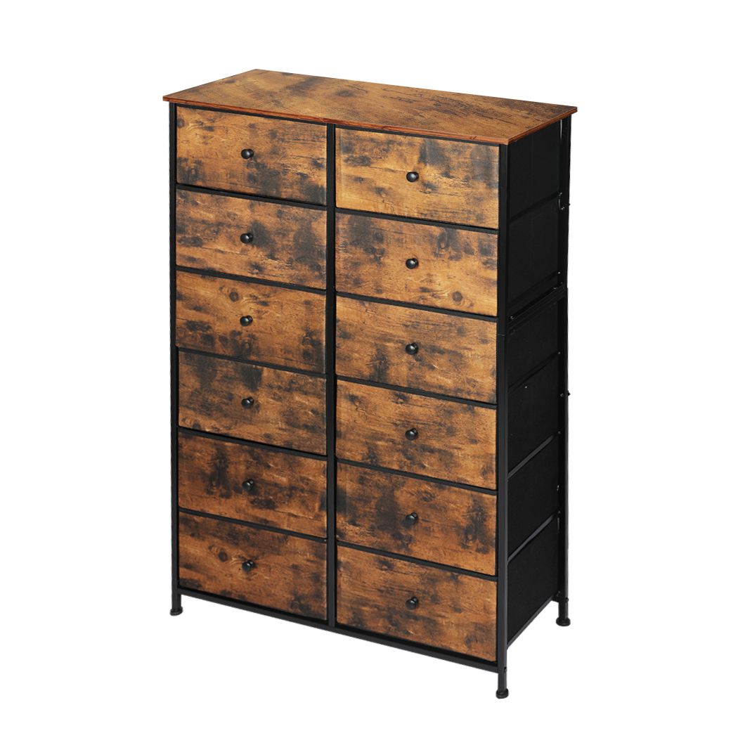 Levede Storage Cabinet Tower Chest of Drawers Dresser Tallboy Drawer Retro Brown