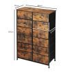 Levede Storage Cabinet Tower Chest of Drawers Dresser Tallboy Drawer Retro Brown