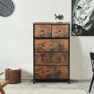 Levede Storage Cabinet Tower Chest of Drawers Dresser Tallboy Drawer Retro Brown