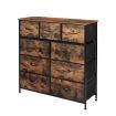 Levede Storage Cabinet Tower Chest of Drawers Dresser Tallboy Drawer Retro Brown