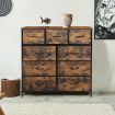 Levede Storage Cabinet Tower Chest of Drawers Dresser Tallboy Drawer Retro Brown