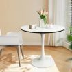 Levede Dining Table Kitchen Swivel Marble Tulip Outdoor Round Metal White