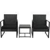 Levede 3 Pcs Outdoor Furniture Set Chair Table Setting Patio Garden Rattan Seat