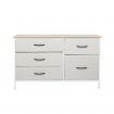 Levede Storage Cabinet Tower Chest of Drawers Dresser Tallboy 5 Drawer Beige