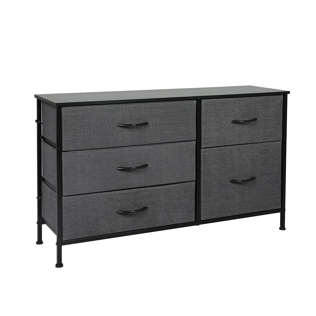 Levede Storage Cabinet Tower Chest of Drawers Dresser Tallboy 5 Drawer Grey