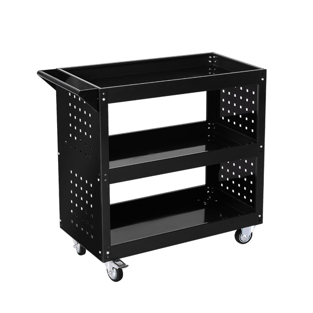 Traderight Tool Trolley Cart Workshop Storage Portable Organizer 150KG Black