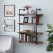 4 Tier Industrial Pipe Wall Shelf Retro Brown