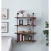 4 Tier Industrial Pipe Wall Shelf Retro Brown