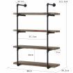 4 Tier Industrial Pipe Wall Shelf Retro Brown