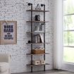 6 Tier Industrial Pipe Ladder Shelf Brown