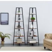 5 Tier A-Shaped Industrial Style Corner Shelves Retro Brown