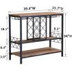 Industrial Wine Rack Table with Glass Holder Brown