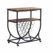 Industrial Wine Rack Cart with Glass Holder Vintage Brown