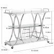 Chrome Stainless Steel & Glass Shelves Bar Cart Silver