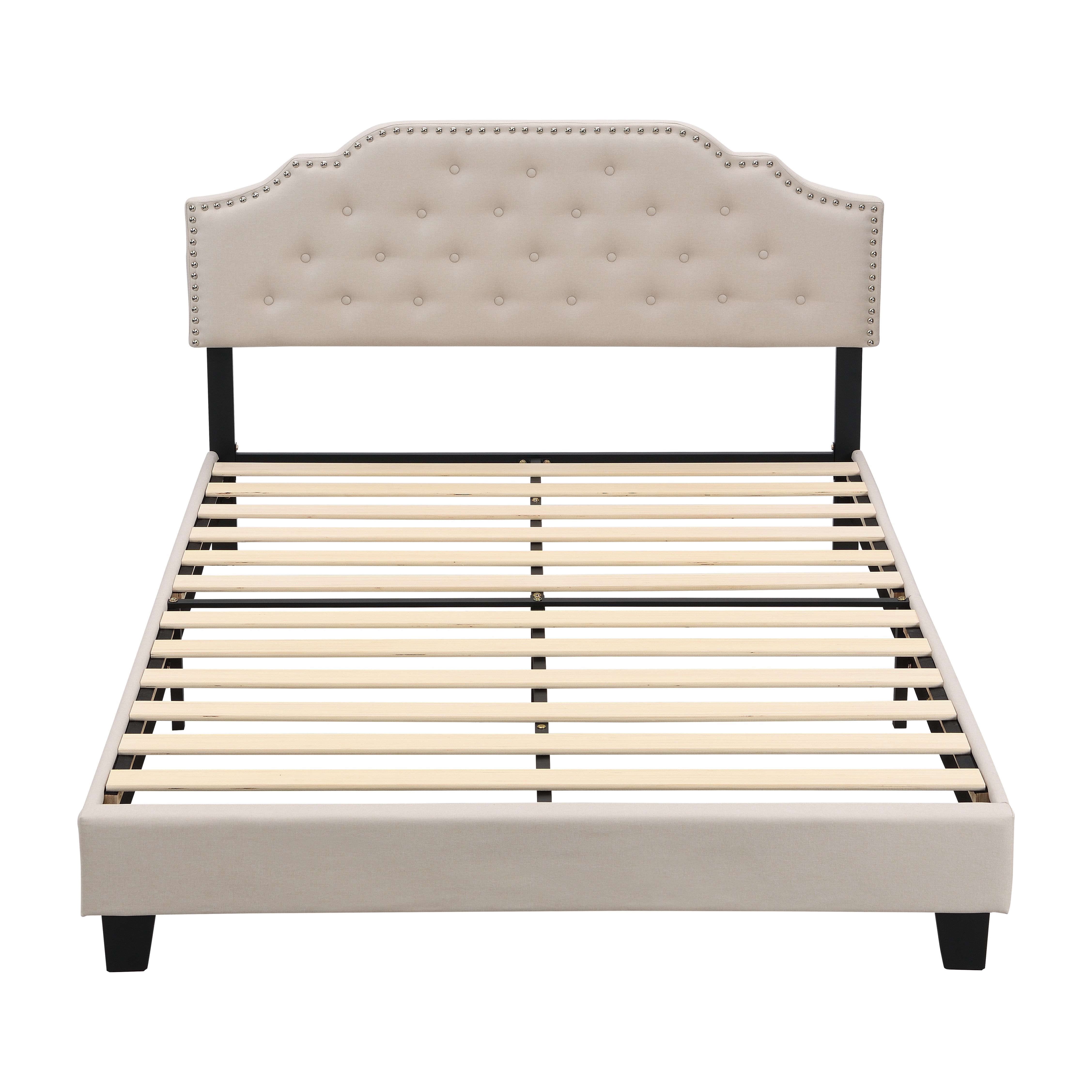 BEF02 Double Size Bed Frame Base Mattress Platform Beige