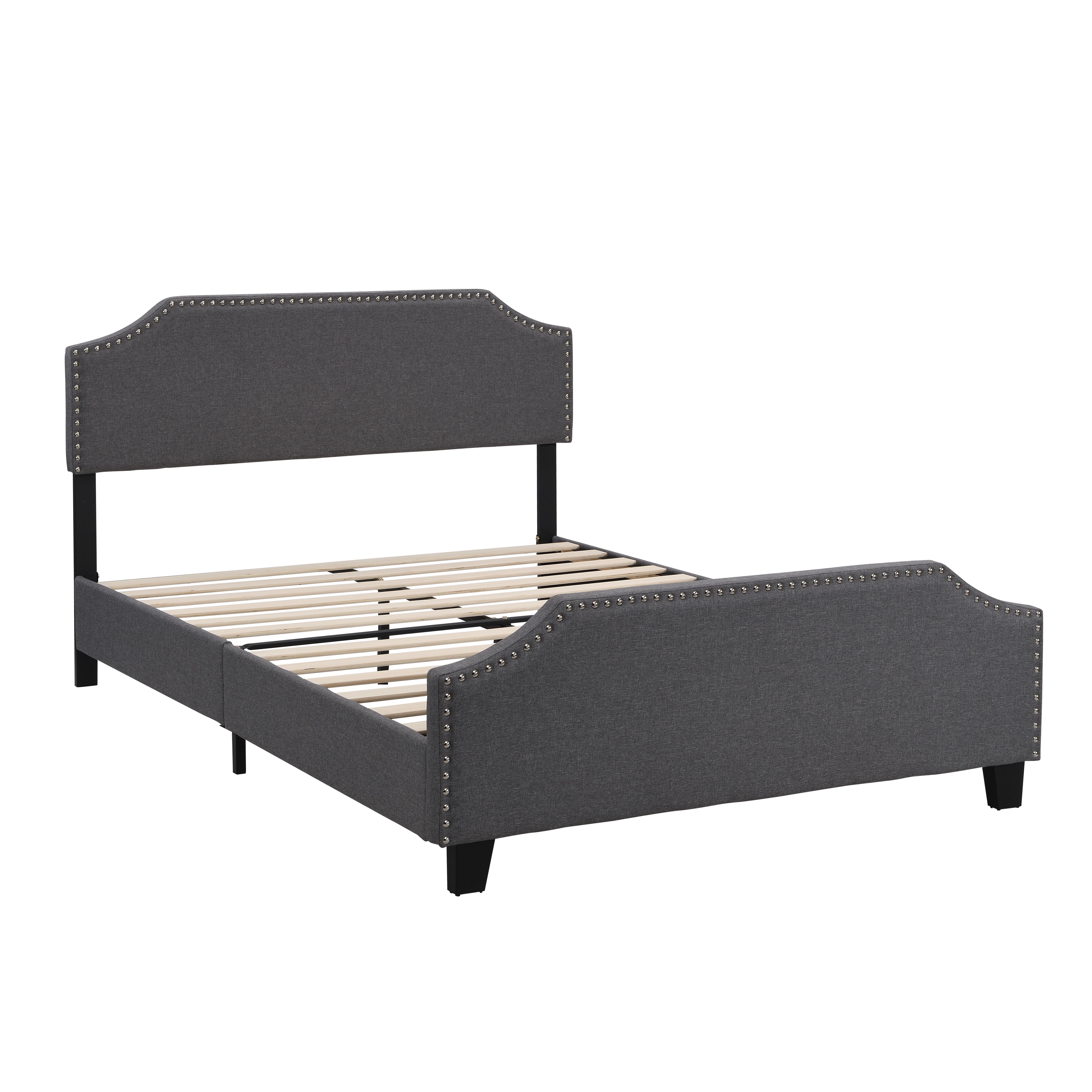 BEF03 Queen Size Wooden Upholstered Bed Frame Grey