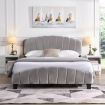 Double Size Shell-Style Bed Frame Base Mattress Platform BEF04 Grey