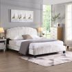 Queen Size Shell-Style Bed Frame Base Mattress Platform BEF04 Beige