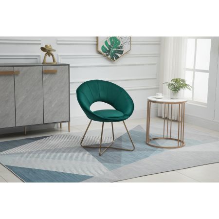 Modern Accent Velvet Chairs with Golden Metal Frame Leg 1 PC Green