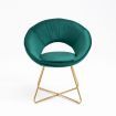 Modern Accent Velvet Chairs with Golden Metal Frame Leg 1 PC Green