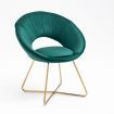 Modern Accent Velvet Chairs with Golden Metal Frame Leg 1 PC Green