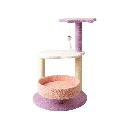 Floofi 61cm Galaxy Plush Scratching Post Cat Tree Pink Purple