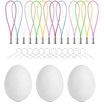 25 Pcs White Blank Easter Plastic Eggs 6X4cm with 25pcs Rope hooks Hanging Artificial DIY Creative Decoration Eggs for Party Favors