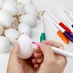 25 Pcs White Blank Easter Plastic Eggs 6X4cm with 25pcs Rope hooks Hanging Artificial DIY Creative Decoration Eggs for Party Favors