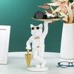 Bulldog Statues Home Decor Butler Statue With Tray Storage Key Holder Candy Jewelry Tray-White