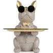 Bulldog Statue Key Bowl for Entryway Table Resin Storage Tray Modern Style Decorations for Home Table-Gray