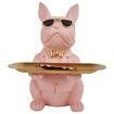 Bulldog Statue Key Bowl for Entryway Table Resin Storage Tray Modern Style Decorations for Home Table-Pink