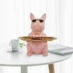 Bulldog Statue Key Bowl for Entryway Table Resin Storage Tray Modern Style Decorations for Home Table-Pink