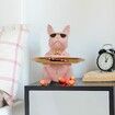 Bulldog Statue Key Bowl for Entryway Table Resin Storage Tray Modern Style Decorations for Home Table-Pink