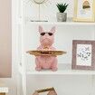 Bulldog Statue Key Bowl for Entryway Table Resin Storage Tray Modern Style Decorations for Home Table-Pink