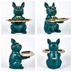 Bulldog Statue Key Bowl for Entryway Table Resin Storage Tray Modern Style Decorations for Home Table-Green