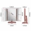 Tri-Fold Lighted Vanity Mirror with 22 LED Lights Touch Screen 3X/2X/1X Magnification Make Up Mirror-Rose Gold