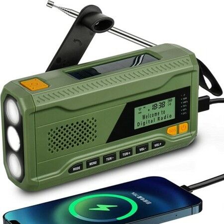 Crank Radio with Mobile Phone Charging Function Solar DAB FM Solar Radio for Hiking, Camping, Outdoor