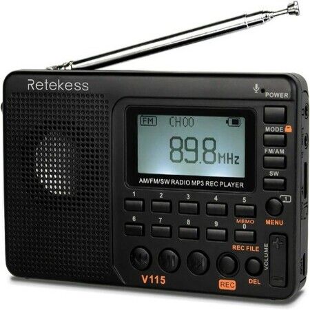 Digital Radio AM FM USB POWER Portable Shortwave Radios, Rechargeable Radio Digital Tuner and Presets, Support Micro SD and AUX Record, Bass Speaker