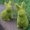 Easter Moss Bunny Flocked Rabbit Statue Figurine Festival Garden Yard Ornament Decoration A