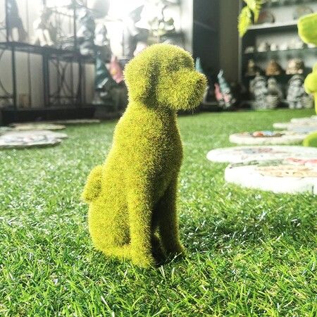 Green Garden Sculptures and Statues, Flocking Puppy Lawn Ornaments