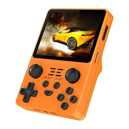 Handheld Game Console 3.5 inch Retro Games Consoles Classic Emulator Hand-held Gaming Console Preinstalled Hand Held Video Games System 64GB Yellow