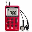 Pocket Radio Digital AM FM Tuning Stereo Volume with Earphone Rechargeable Battery for Walking Gym (Red)