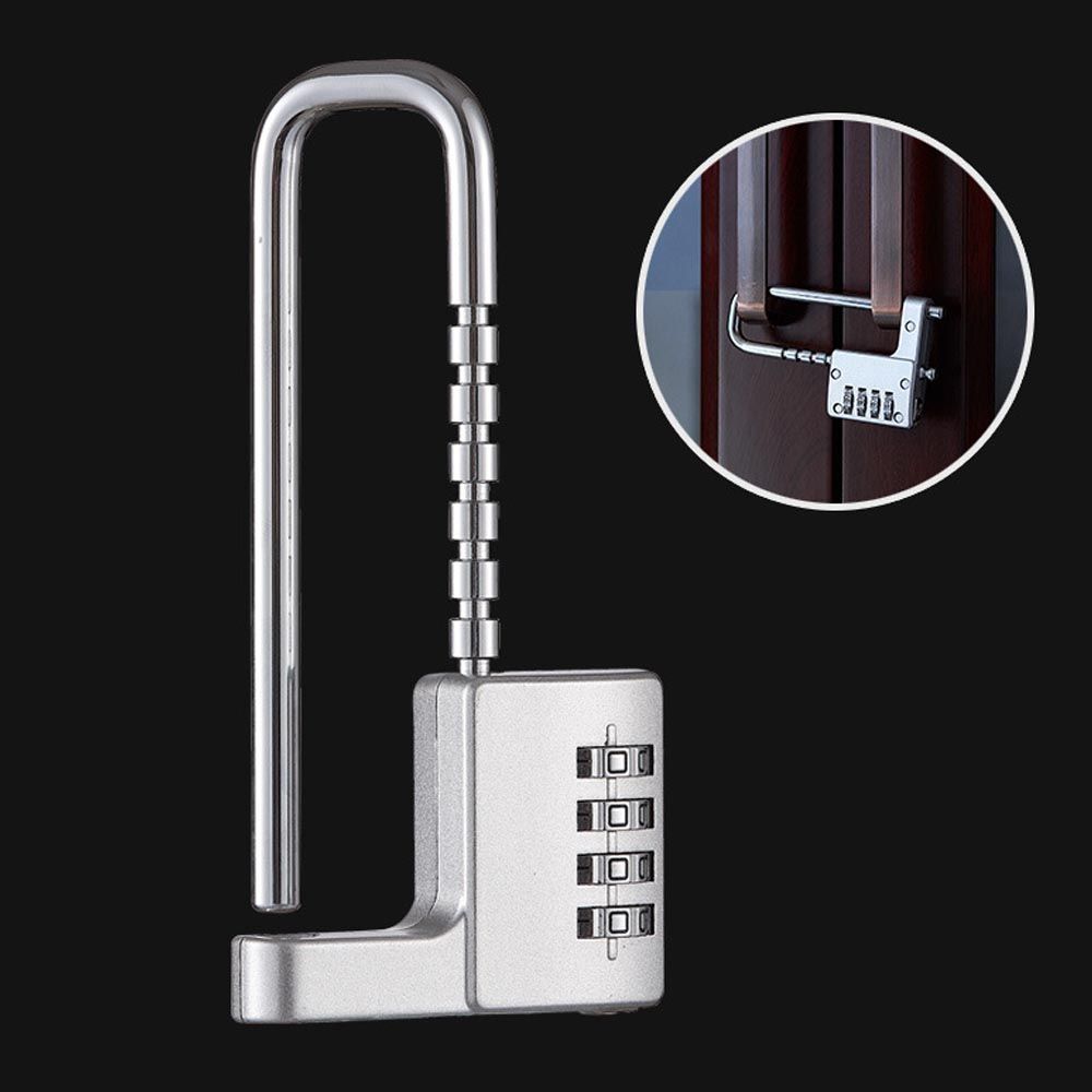 Padlock  Combination Lock  4 Digit Combination Padlock 8 gears retractable Stainless Steel Long Shackle is Suitable for Outdoor, School, Gym