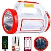 LED Emergency Handheld Flashlight,Solar USB Rechargeable Camping Lantern Waterproof for Camping Outdoor?Red?