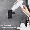 Hair Dryer Holder Wall Mount Self Adhesive 304 Stainless Steel Bathroom Hair Blow Dryer Rack Organizer-Black